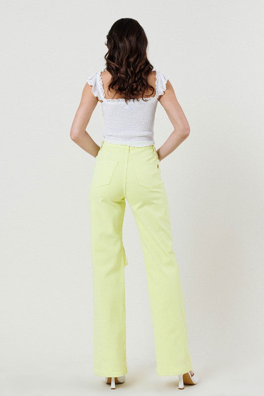 Lime -  Wide Cut Straight Leg Jeans