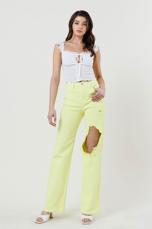 Lime -  Wide Cut Straight Leg Jeans