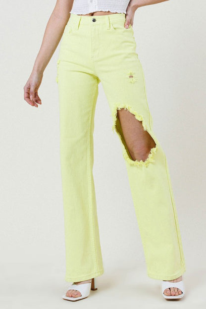 Lime -  Wide Cut Straight Leg Jeans