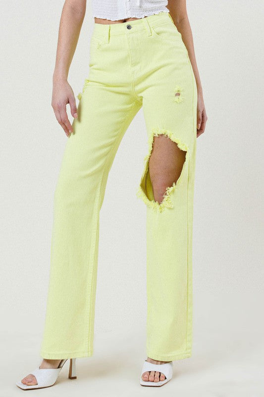 Lime -  Wide Cut Straight Leg Jeans