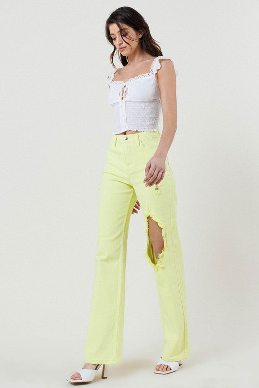 Lime -  Wide Cut Straight Leg Jeans