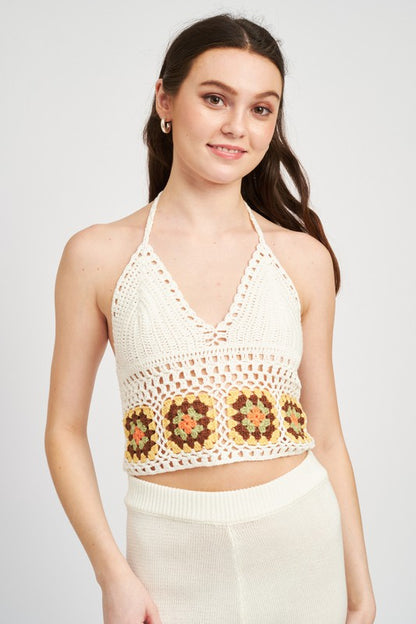 Retro Rays - Crochet Halter Top