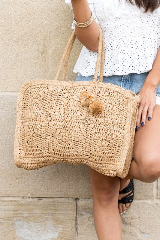 Sandy Seas - Straw Tote