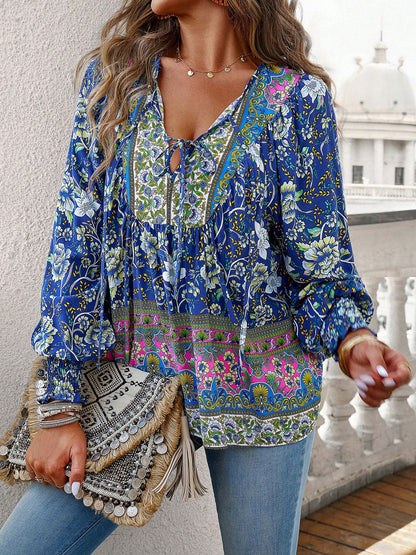 Boho Lantern Sleeve Blouse