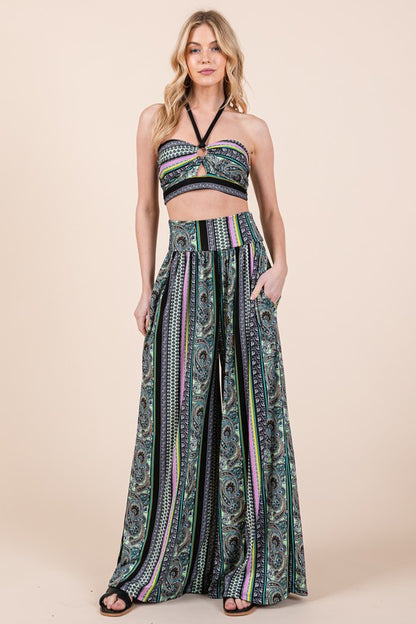 Palazzo Paradise - Halter Crop Top