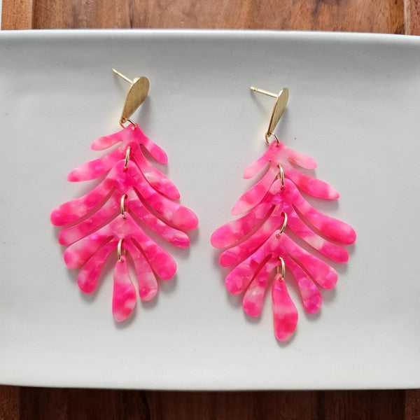 Palm Earrings - Hot Pink