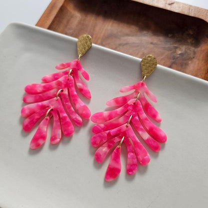 Palm Earrings - Hot Pink