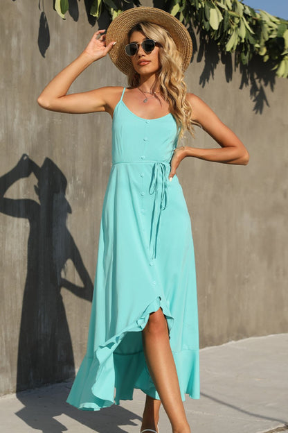 Aqua Breeze -  Ruffle Hem Dress