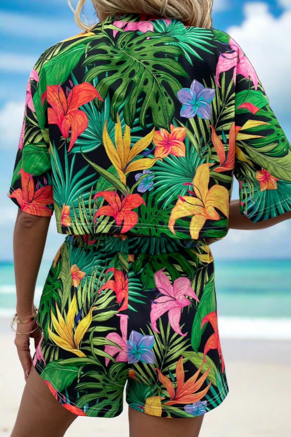 Tropical Half Sleeve Top and Shorts Lounge Set