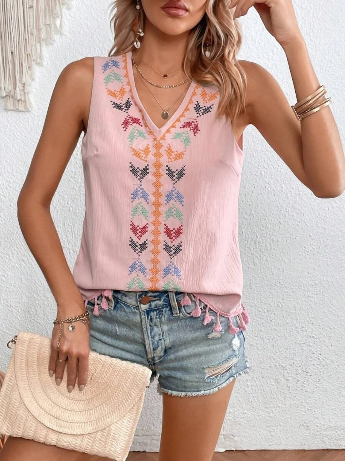 Tassel V-Neck Tank