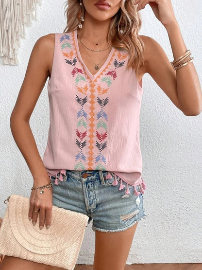 Tassel V-Neck Tank