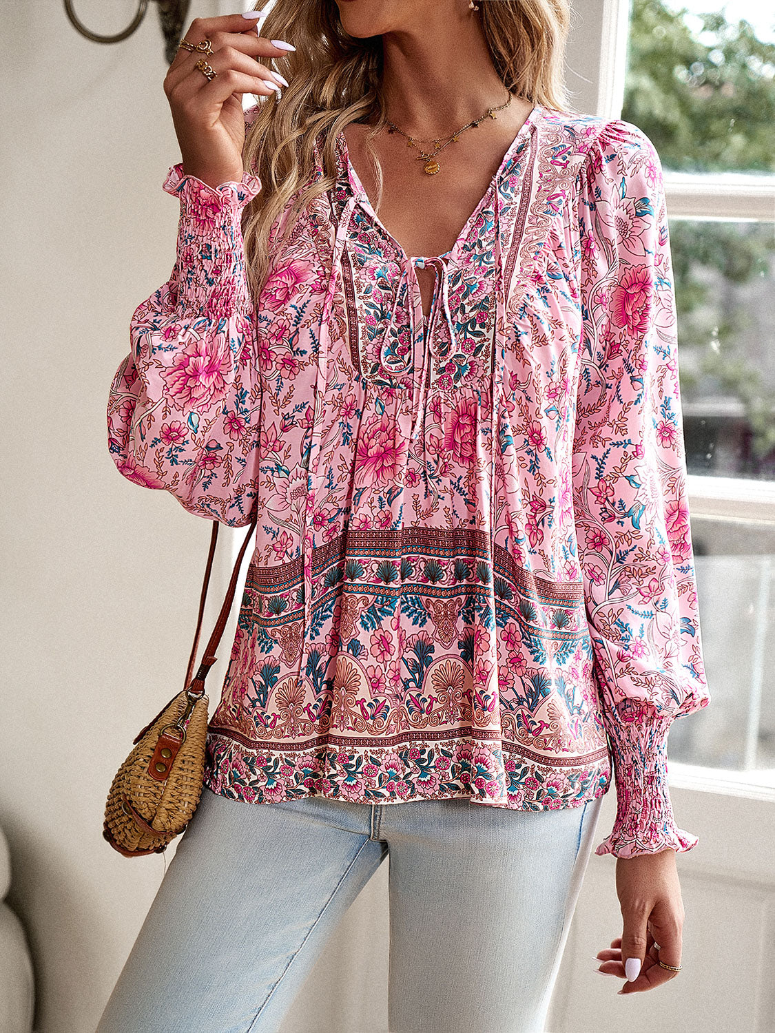 Boho Lantern Sleeve Blouse