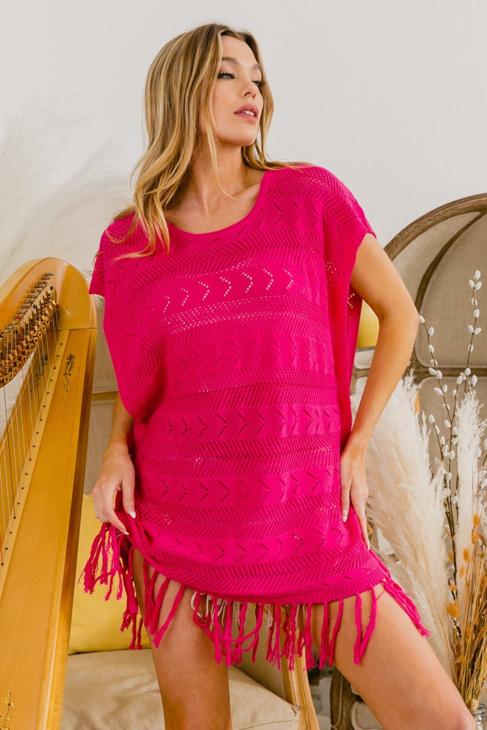 BiBi Fringed - Hem Knit Top