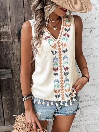 Tassel V-Neck Tank