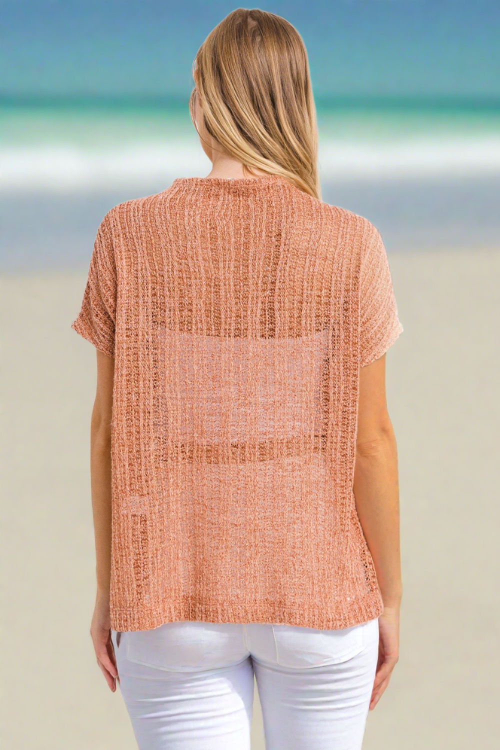 Ces Femme -  See Through Crochet Mock Neck Cover Up