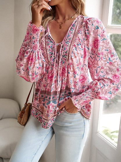 Boho Lantern Sleeve Blouse