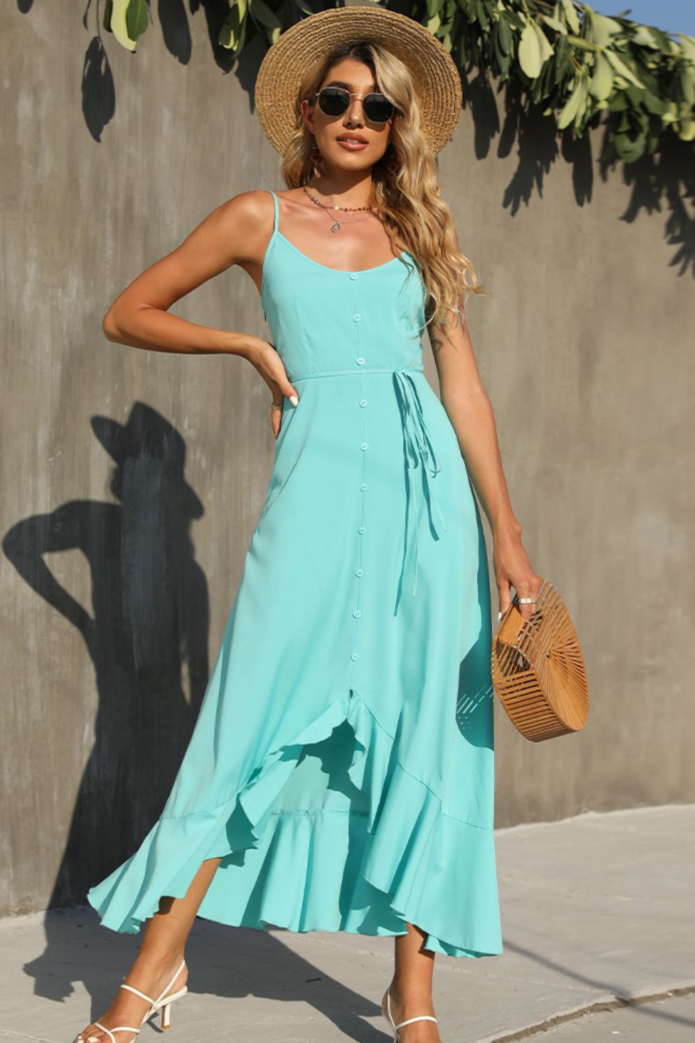 Aqua Breeze -  Ruffle Hem Dress