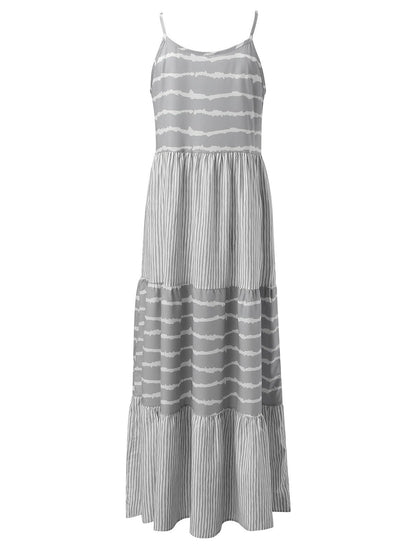 Tiered Striped Sleeveless Cami Dress