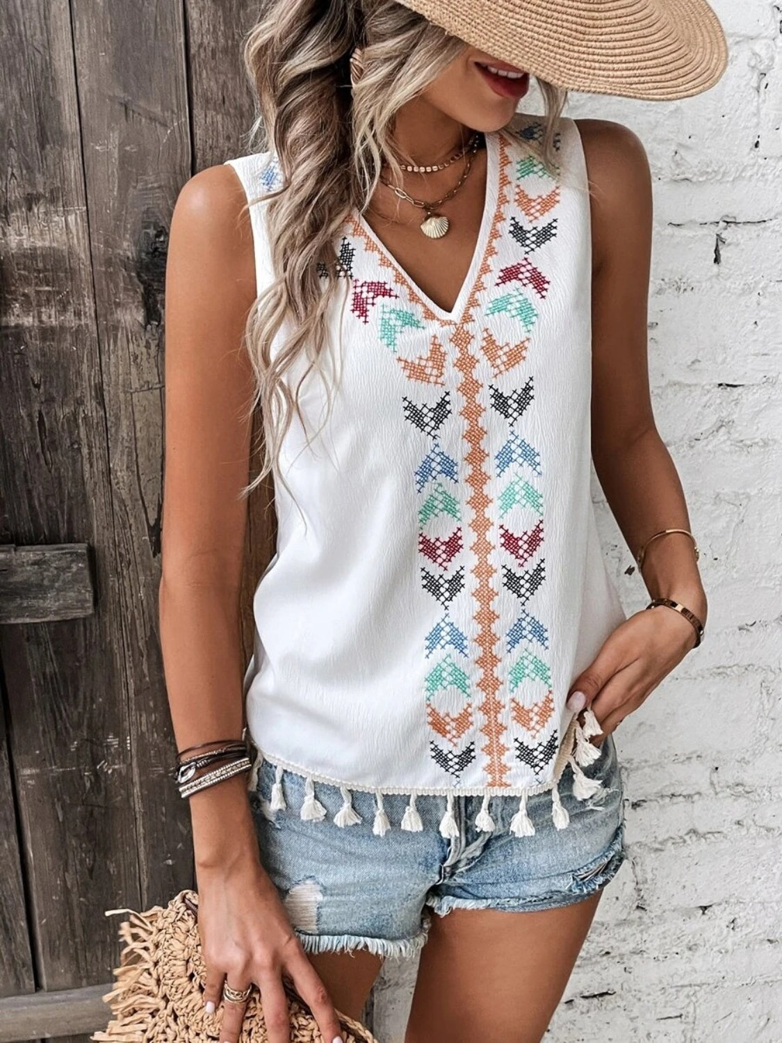 Tassel V-Neck Tank