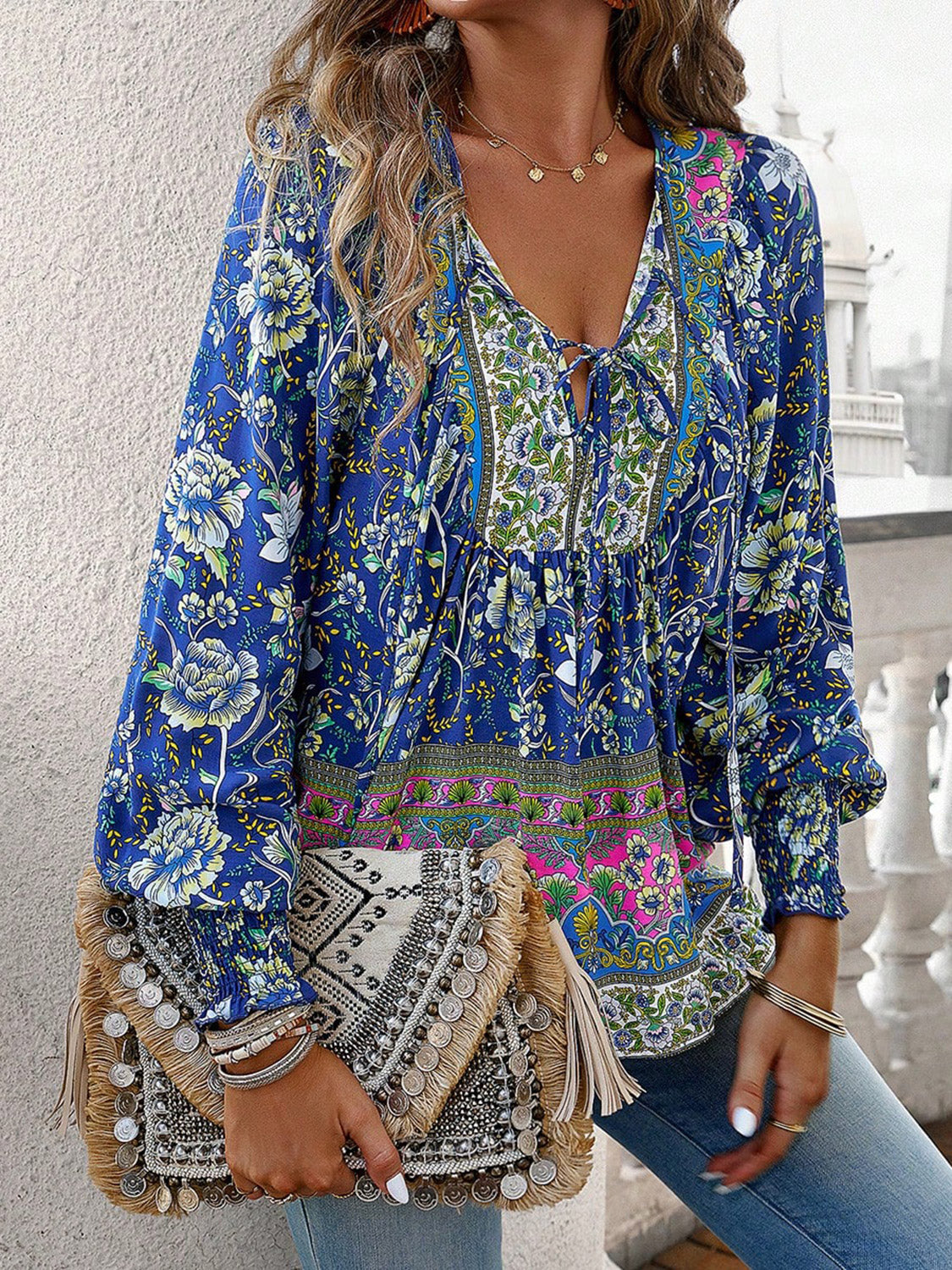 Boho Lantern Sleeve Blouse