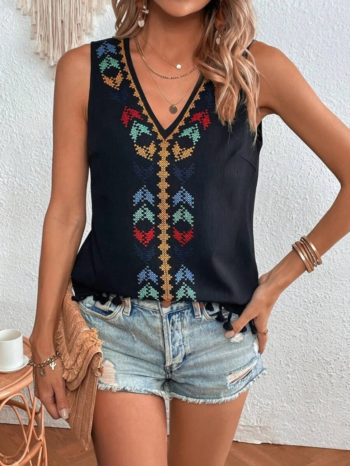 Tassel V-Neck Tank