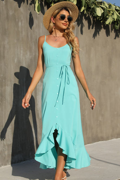 Aqua Breeze -  Ruffle Hem Dress