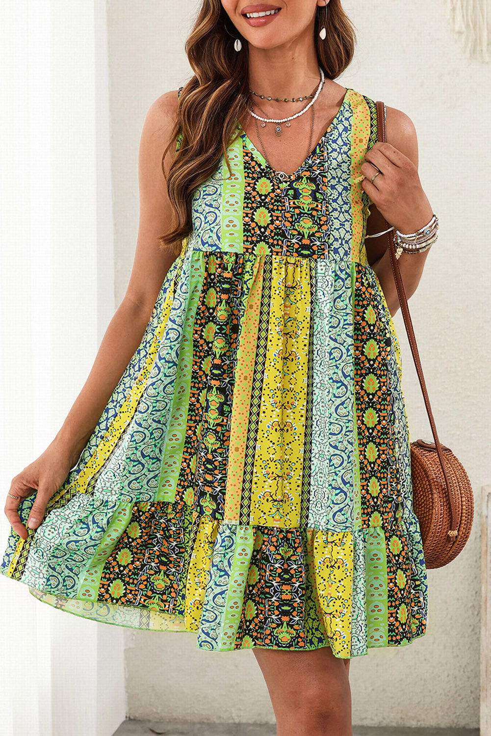 Tropics V-Neck Mini Dress