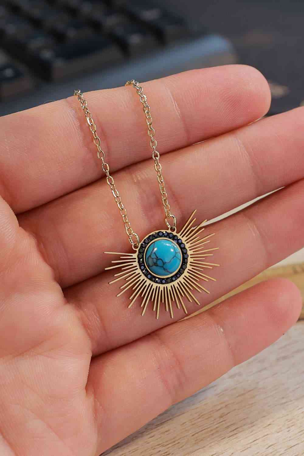 Turquoise Sun - 14K Gold Plated Necklace