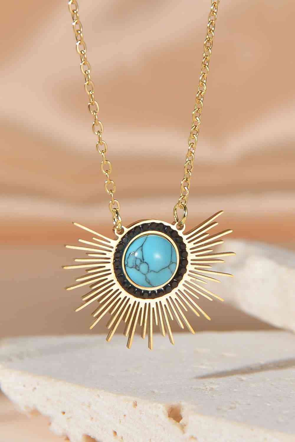 Turquoise Sun - 14K Gold Plated Necklace