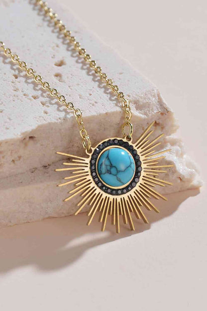 Turquoise Sun - 14K Gold Plated Necklace